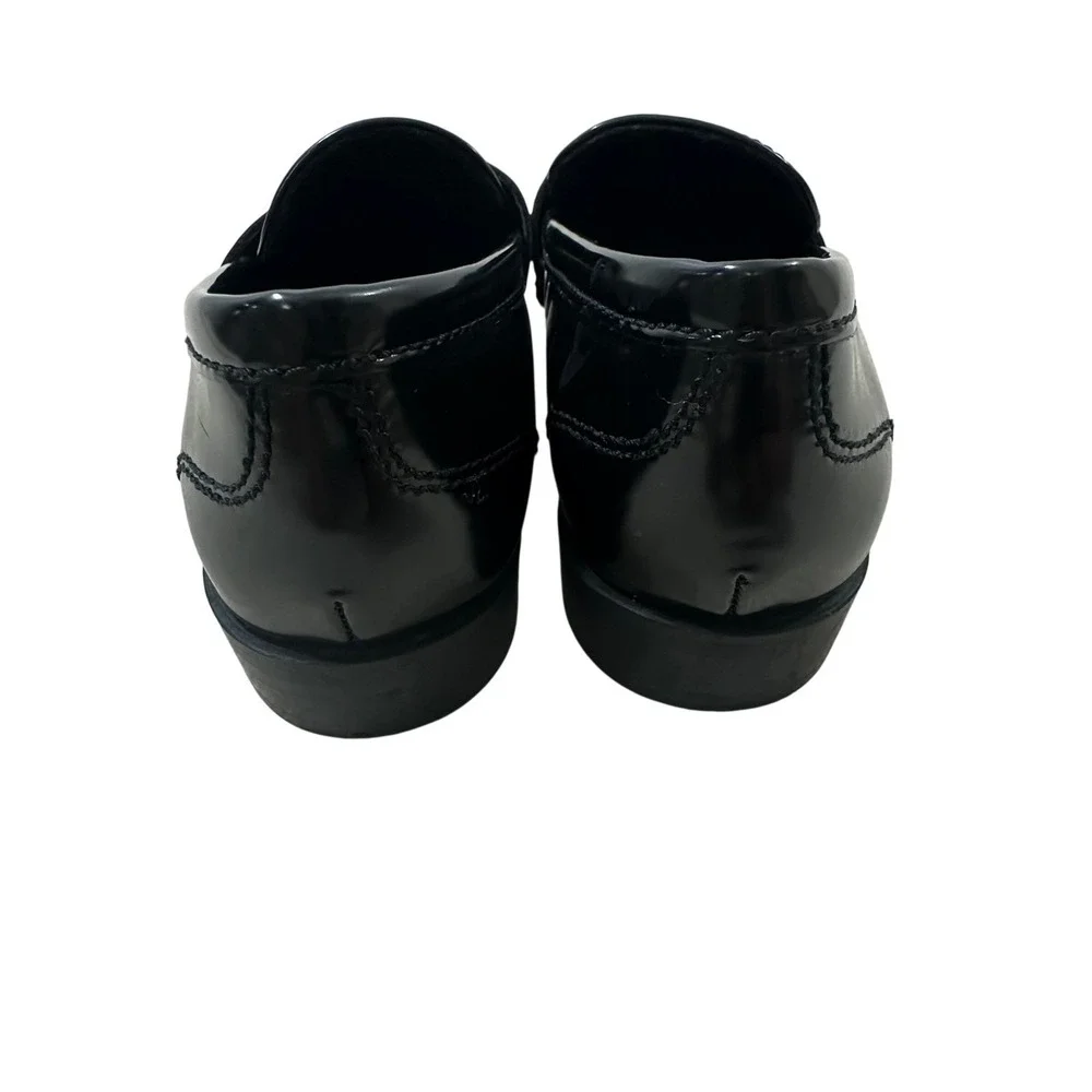 Zara Black Patent Kiltie Penny Loafers Gold Crest Fringe EUR 36 US 6 Womens‎